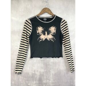 Social Collision Butterfly Graphic Crop Top Size Medium Grunge Goth Edgy Street